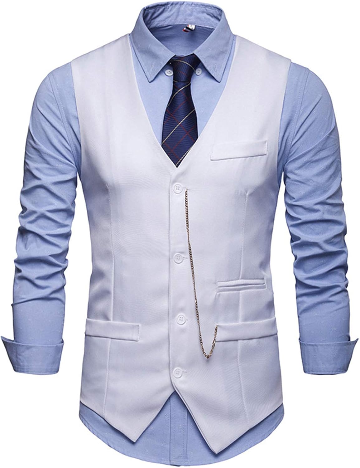 Gilet Panciotto Uomo Blu Elegante Classico Smanicato Per Abito Con