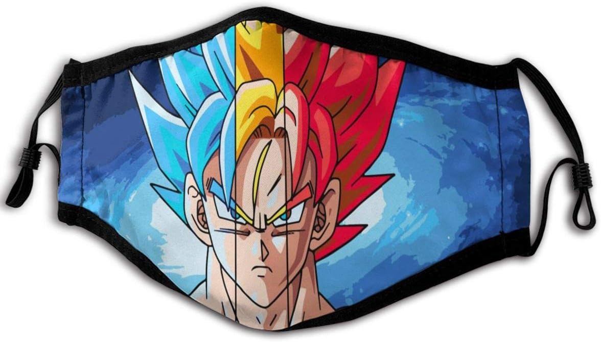 Triciaedcf Unisex Reusable Anti Dust Cartoon Halloween Face Mouth Mask, Goku Beach Halloween Mask for Cycling Camping Travel for Adults Men Women