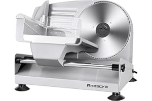 Meat Slicer, Anescra 200W Electric Deli Food Slicer with Removable 7.5’’ Stainless Steel Blade and Food Carriage, 0-15mm Adjustable Thickness Meat Slicer for Home, Food Slicer Machine