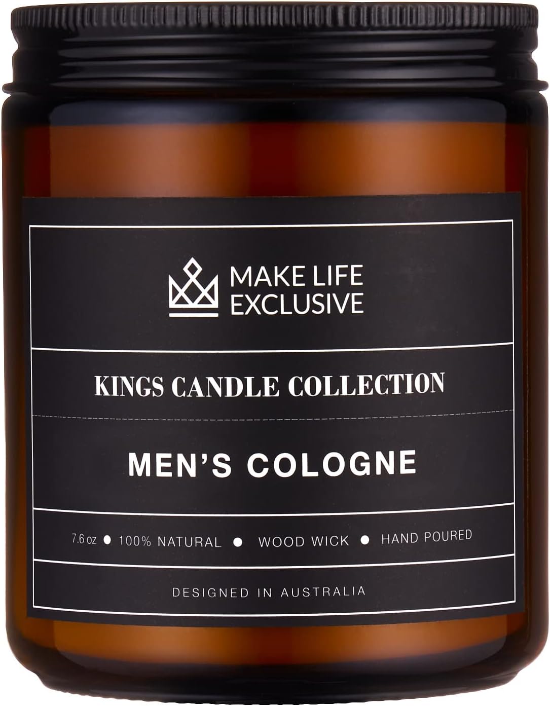 Candles & Holders - Scented Candles for Men | Men's Cologne, Amber Sandalwood Scent | Wood Wick, Long Lasting, Masculine Scents | Natural Soy Jar Candle for Home, Mancave & Bacehlor Pad | The Perfect Mens Gift