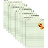 Always23 Steno Pads Book Gregg Rule 6" x 9" Green Tint, Top Bound Spiral Steno Book - 80 Sheets, 12 Pack
