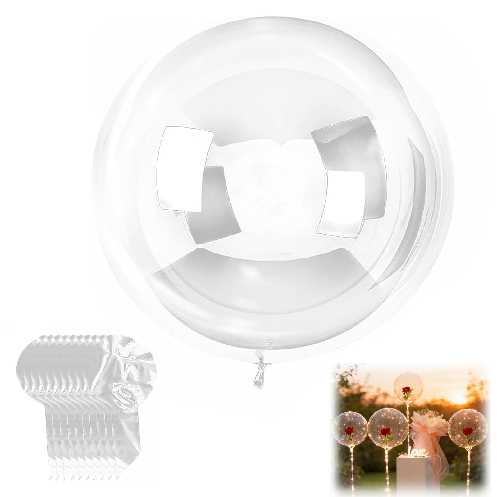 BoBo Balloons 10 PCS – 18 Inch Clear Bubble Balloons – Large Transparent Fillable Balloons for DIY Decorations – Wedding Birthday Party Photo Shoot Baby Shower