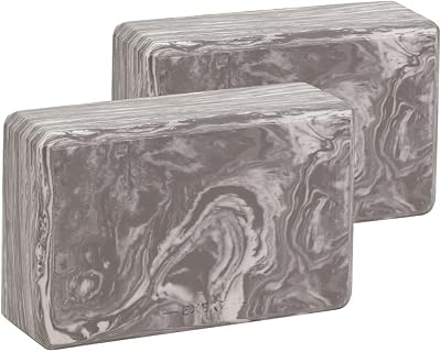 EXERZ Yoga Blocks 2 Pack High Density EVA Non-Slip 23x15x7.5 cm Marbel Black