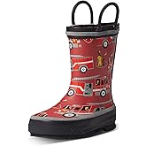 Western Chief Boy's Fire Truck Rescue Tread Loop Boot (Toddler/Little Kid/Big Kid) Red 4 Big Kid M