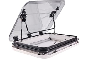ZAWAYINE RV Caravan Roof Vent Hatch, Motorhome LED Skylight Camper Roof Window Vent Kit with LED Light, RV Roof Top Vent Kit with Insect Nets and Parasols, Hole Size 31.5x19.7 Inch/800x500mm