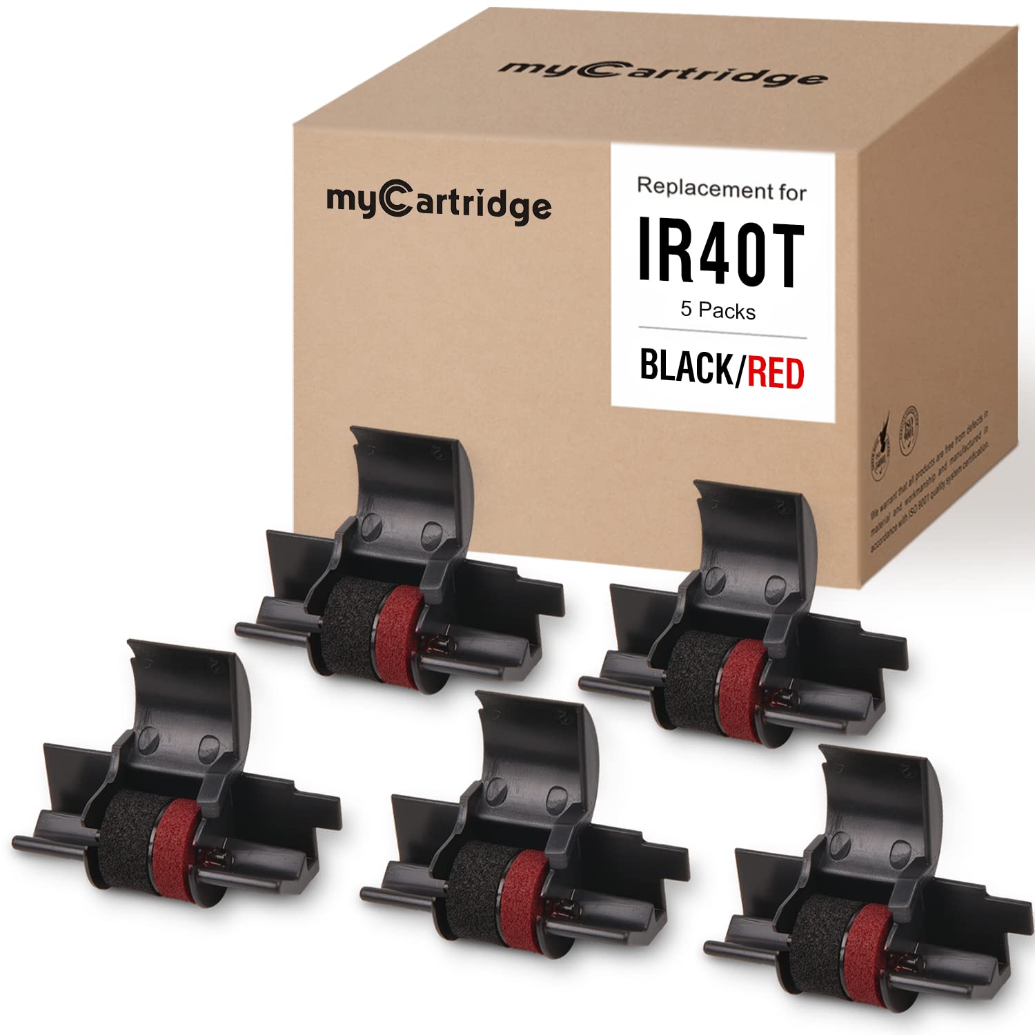Photo 1 of 5 Pack Ir40t MYCARTRIDGE for IR40T IR-40T Compatible with Sharp EL-1750V EL-1801V, Casio HR-100TM HR-170RC Canon P23-DHV CP13 Calculator (Individual Packaging,Black and Red)