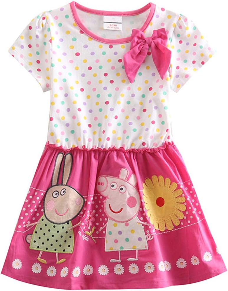 Little Girls Summer Lapel Rainbow Color Dress