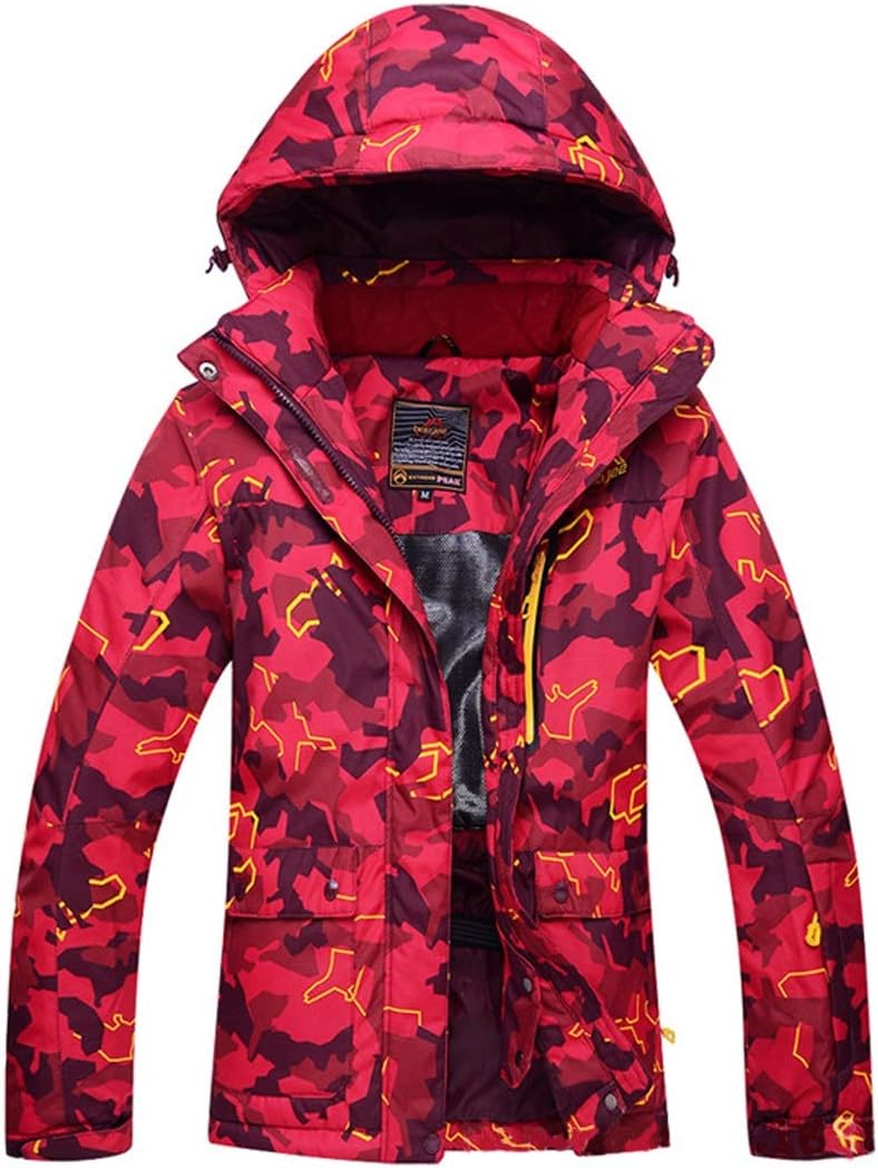 FELICIOO Women's Ski Jacket Snowboard Waterproof Windproof Snow Jacket for Rain Snow Outdoor Hiking (Color : Red, Size : XXL)