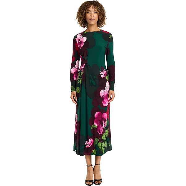Amazon.com: Maggy London Women's Dresses Women's Floral Maxi Wrap Dress -  Long Sleeve V-Neck - Elegant Wedding Guest Dress, Teal Pink Power, 4 :  Clothing, Shoes & Jewelry