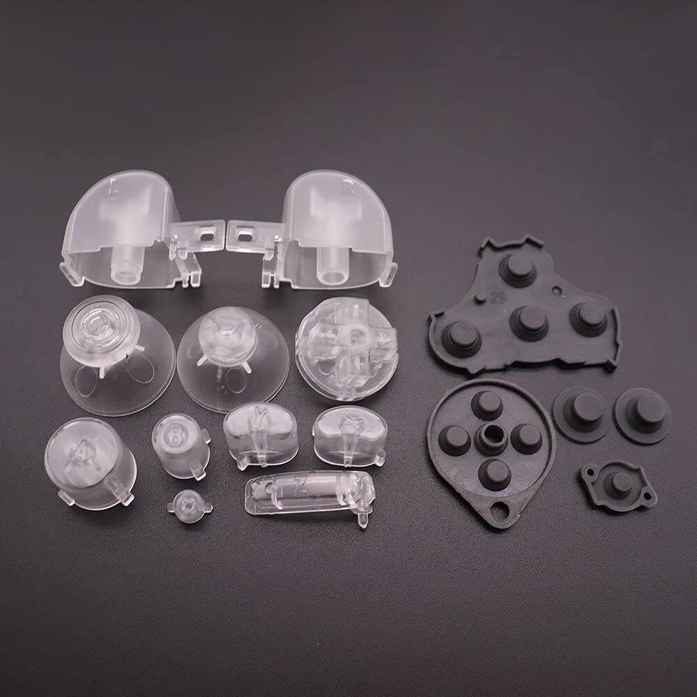 1 Set Colorful Complete Full Button Set with Rubber Conductive Buttons for Gamecube GC Controller (Clear White)