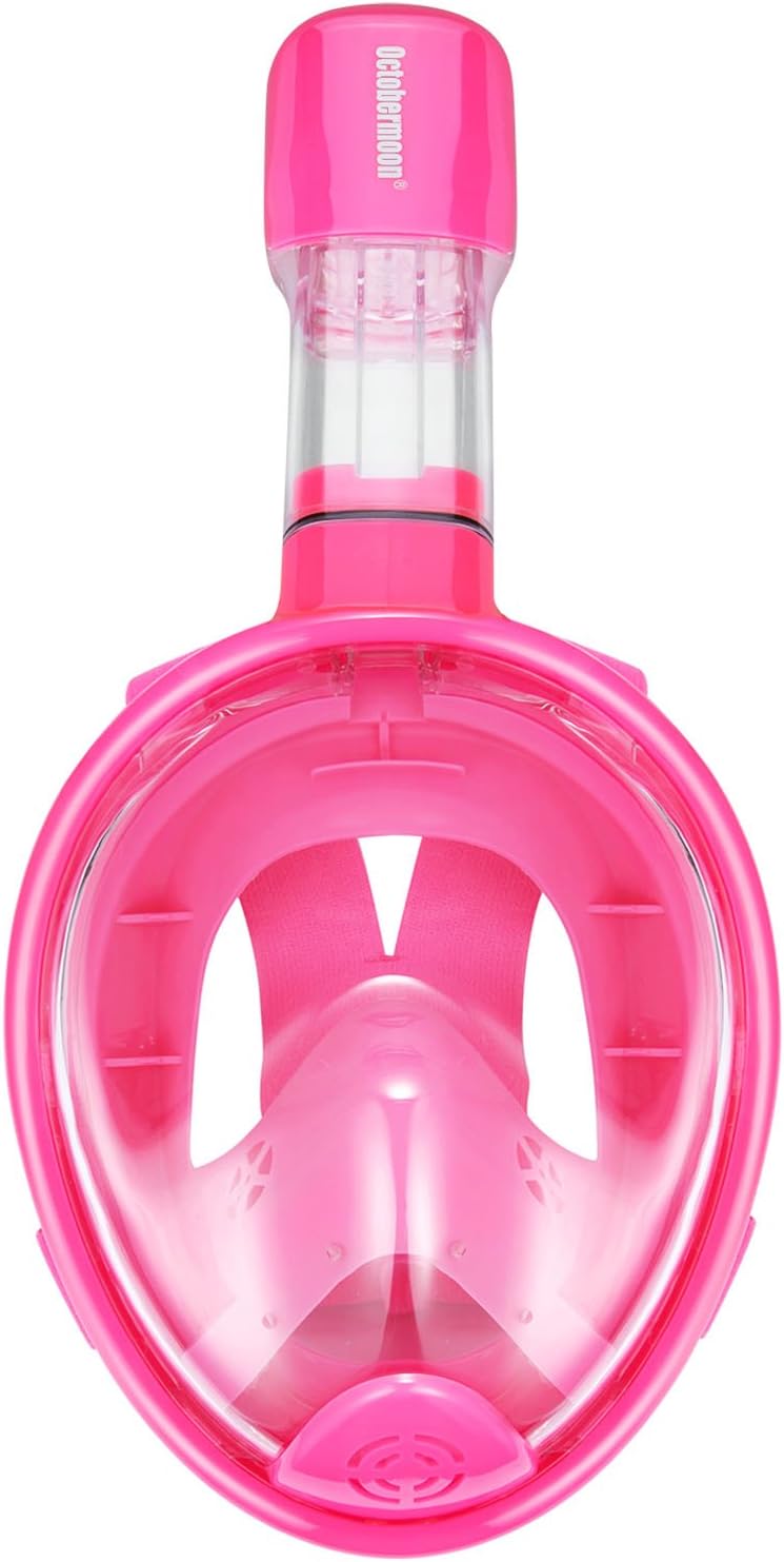 CaseyPop Octobermoon Original 180°Full view Panoramic Snorkel Mask-Full Face snorkeling Design.with anti-fog anti-leak Technology,See More water world Larger Viewing Area (XS Pink)