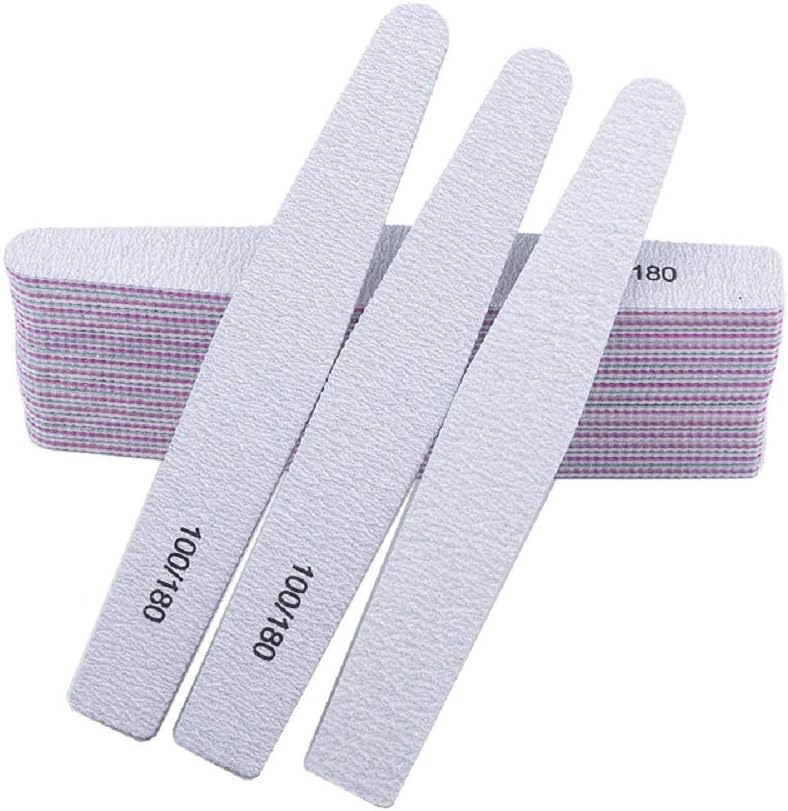 YIMART Professional Nail Files 100 180 Grit Double Sided Gray Washable 10pcs Nail File Sanding Set Nail Buffer File Polisher (A)