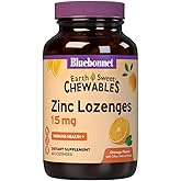 Bluebonnet Nutrition Earthsweet Zinc Lozenges 15mg Chewables, Plus 100mg of Vitamin C, Soy-Free, Gluten-Free, Kosher Certified, Dairy-Free, Vegan, Orange Flavored, 60 Lozenges