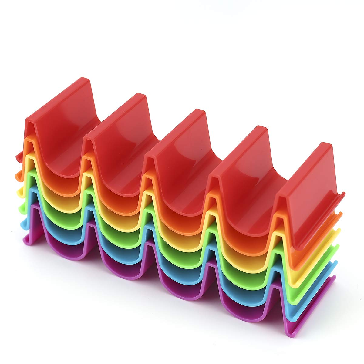 Photo 1 of Taco Holder Stand Set of 6, Colorful Taco Holder Plate, Wave Shape Taco Tray, Taco Shell Holder Stand for Party, Hold 4 Tacos Each, Very Hard and Sturdy, Dishwasher Top Rack Safe