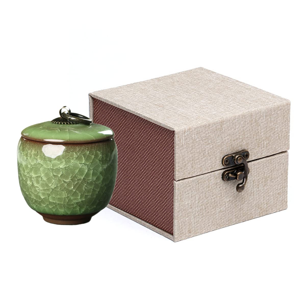 Vencede Handicrafted Ceramics Mini Pet Urns, Keepsake Urns for Human or Pet Ashes, Pet Coffin, Burial Ash Storage for Family or Loved Ones, Hold 5.5 Cubic Inches of Ashes(Green) โ image 1
