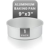 Restaurantware-Met Lux 9 x 3 Inch Straight-Sided Baking Tin, 1 Round Cake Pan - Oven-Ready, Freezable, Anodized Aluminum Round Baking Pan, Greaseproof, For Layer Birthday Cake
