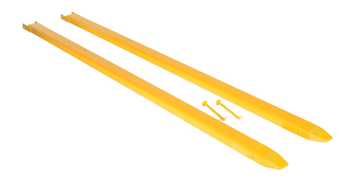 Vestil FE448P Fork Extensions, Pin Style, 48" L x 4" W, Yellow (Pack