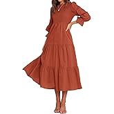 BTFBM Women Casual Long Sleeve Crew Neck Fall Dress Bohemian Relaxed Fit Floral Flowy Maxi Dresses Tiered Cocktail Dress