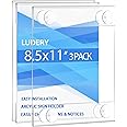 Ludery Acrylic Window Sign Holder 8.5 x 11 with 4 Suction Cups,Clear Acrylic Frames Glass Window Wall Mount,Advertising Signage Sign Holder for Mall, Office, Home, Store, Restaurant (3 Pack)