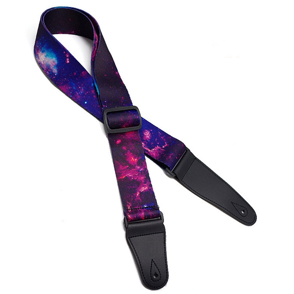 Kasstino Vintage Punk Leather Ends Adjustable Strap for Electric Acoustic Guitar Bass (A)