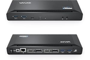 WAVLINK Universal USB C Laptop Docking Station Dual Monitors 5K/4K@60Hz with 65W Host Charging for Thunderbolt 4/3, USB-C Windows, Mac, Chrome, Ubuntu 20.04,22.04(2HDMI, 2DP, 6USB 3.0, 1Gbps Ethernet