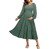Maternity Dress for Baby Shower - 2025 Photoshoot Pregnancy Summer Midi Casual Flutter Sleeve Dress