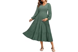 PINUP FASHION Maternity Dress for Baby Shower - 2025 Photoshoot Pregnancy Summer Midi Casual Flutter Sleeve Dress