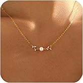 Herxion Gold Necklace for Women, Dainty 14K Gold Plated Pendant Layered Necklaces for Women, Choker Duoble Circle Rondelle CZ Diamond Mariner Chain Jewelry Gifts