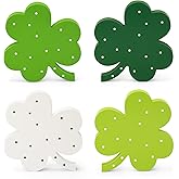 AKEROCK St Patricks Day Decor, Wooden Shamrock Decor for Table, Tiered Tray, Office Desk, Mantle Saint Patricks Day Decorations for the Home, 4 PCS Shamrock Decorations