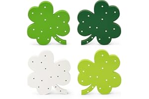 AKEROCK St Patricks Day Decor, Wooden Shamrock Decor for Table, Tiered Tray, Office Desk, Mantle Saint Patricks Day Decorations for the Home, 4 PCS Shamrock Decorations
