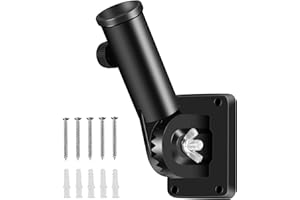 Flag Pole Holder Brackets, BONWIN 1" Flag Pole Mounting Bracket with Hardwares for House Wall Porch, 1" Inner Diameter, 180° Adjustable Multi Positions, Aluminium Alloy(1 Pack Black, Multi-Positions)