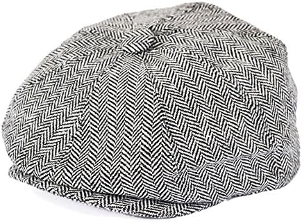 GREY HERRINGBONE 8 PANEL CAP