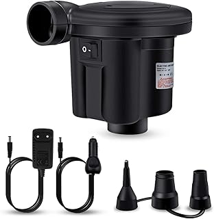 Qomolo Elektrische Luftpumpe für Luftmatratze Pool Luftpumpe Elektro Luftmatratze Pumpe Luftpumpe Matratze mit 3 Luftdüse und 1.8M Zigarettenanzünderkabel, für Pool Schlauchboot Luftbett