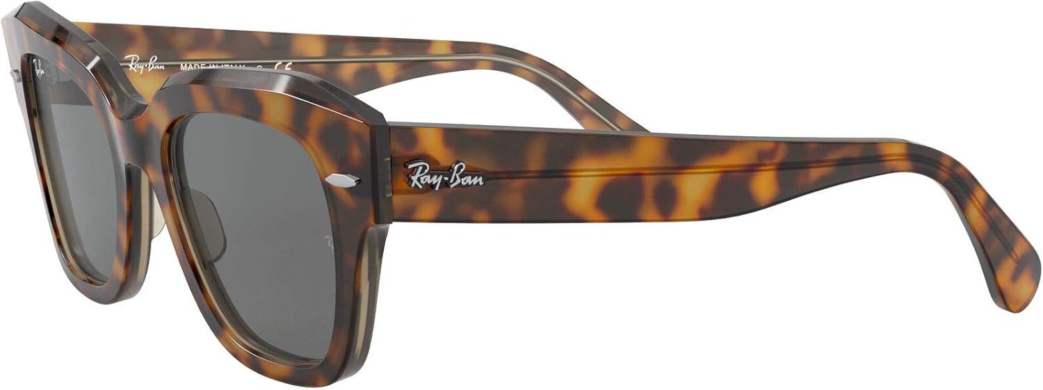 Ray-Ban Women's RB2186 State Street Sunglasses, Havana On Transparent Light/Dark Grey, 49 mm: Shoes