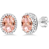 Gem Stone King 3-5 Cttw Gemstone Birthstone Halo Earrings For Women | 9X7MM Oval Cut | 925 Sterling Silver | Fine Jewelry Gifts for Her Mom Women Wife