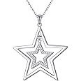 DAOCHONG 925 Sterling Silver Long Chain Sweater Large Necklace for Women Statement Pendant Fringe Necklaces Jewelry