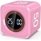 Digital Pomodoro Timer Cube 5/10/25/50min Preset, Silent &amp; Sound Alarm | Visual Productivity Flip Timer for Kids Classroom Desk, Custom Countdown, Gravity Sensor, for ADHD Study Work Game Kitchen