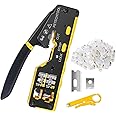 RJ45 Crimp Tool Pass Through Cat5e Cat6 Ethernet Crimping Tool All-in-one Crimper Cable Stripper Cutter For RJ45 Connectors And RJ11/RJ12 Standard Data Cable Plugs