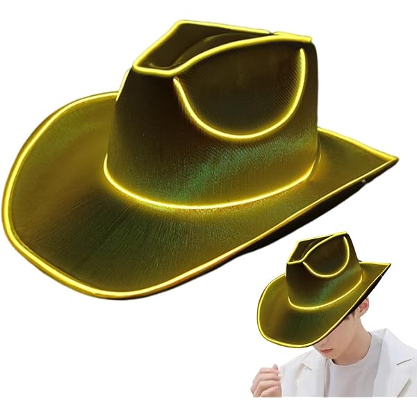 Chapeau De Cowboy Lumineux à LED Pour Adultes | Fonctionne Avec 2 Piles AA, Modes Clignotants - Fête, Festival, Déguisement