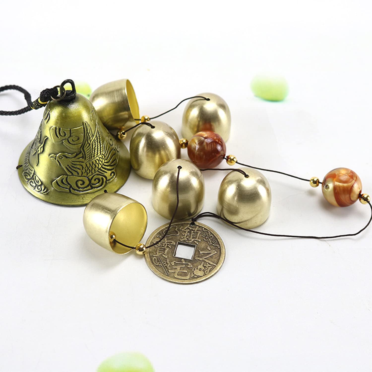 VILIA Chimes-01 51 cm Bronze Lucky Wind Chimes Feng Shui Wind Bell Chimes for Good Luck Home Garden Patio Hanging Decoration