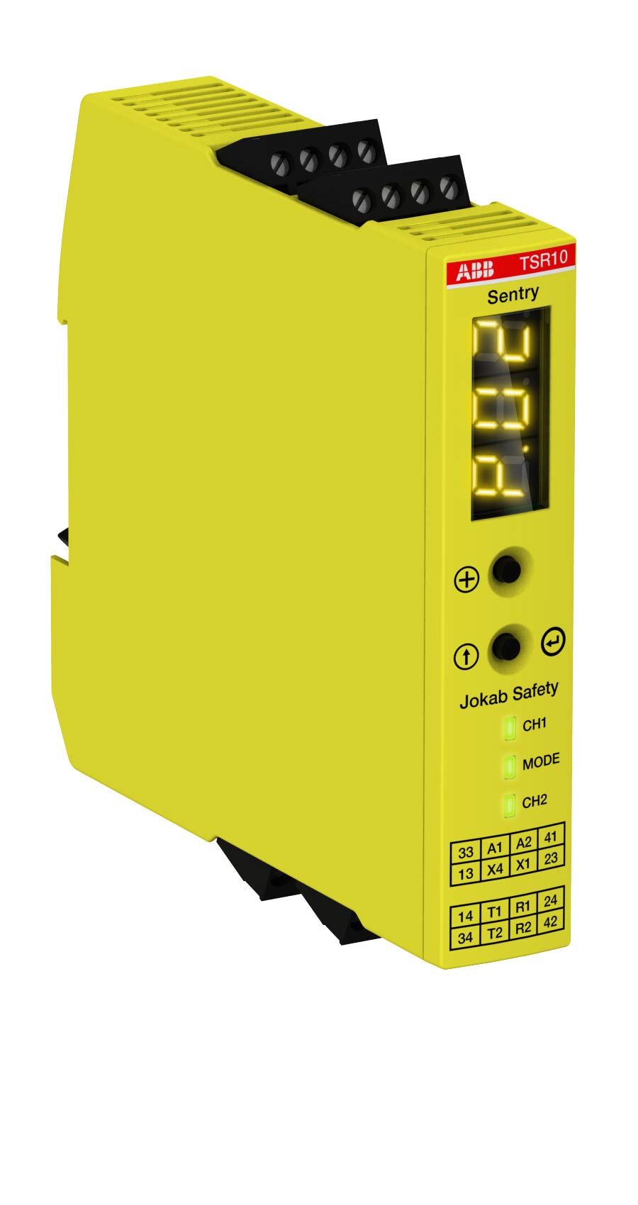 ABB TSR10 24VDC Safety Relay/Timer Sentry, 24V DC, 3 NO + 1 NC, Multifunction, 0-999 seconds (ABB2TLA010060R0000)
