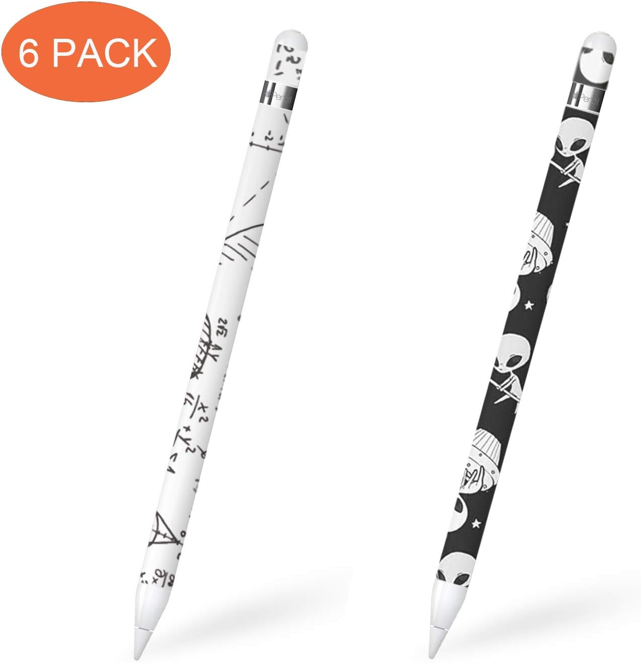 sciuU Decorative Skin Compatible with Apple Pencil 1st Generation, [2 Set / 6 Stickers] Protective Anti-scratch Adhesive Stickers Decal, DIY Decoration Film for iPencil 1 Gen. – Black & White