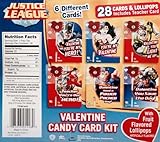 Justice League Valentines Day Candy Card Kit - 28 Cards and Lollipops 6.9 Oz -Fruit Flavored Lollipops