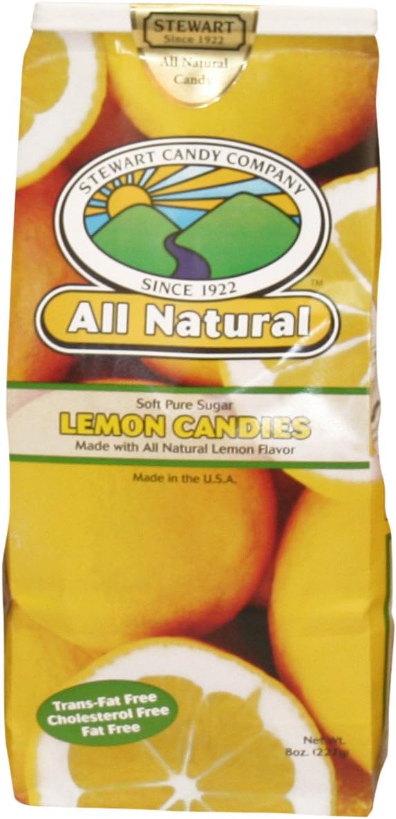 Stewart Candy All Natural Soft Lemon Candy for Office Breakrooms, 8 Ounce Bag (AUA10316)