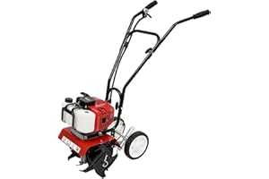 BJTDLLX Upgrade Mini Tiller Cultivator, 52CC 2-Stroke Rototiller Gas Powered Lightweight Garden Tiller Cultivator for Farm Plant & Lawn Digging, Weed Removal & Soil Cultivation