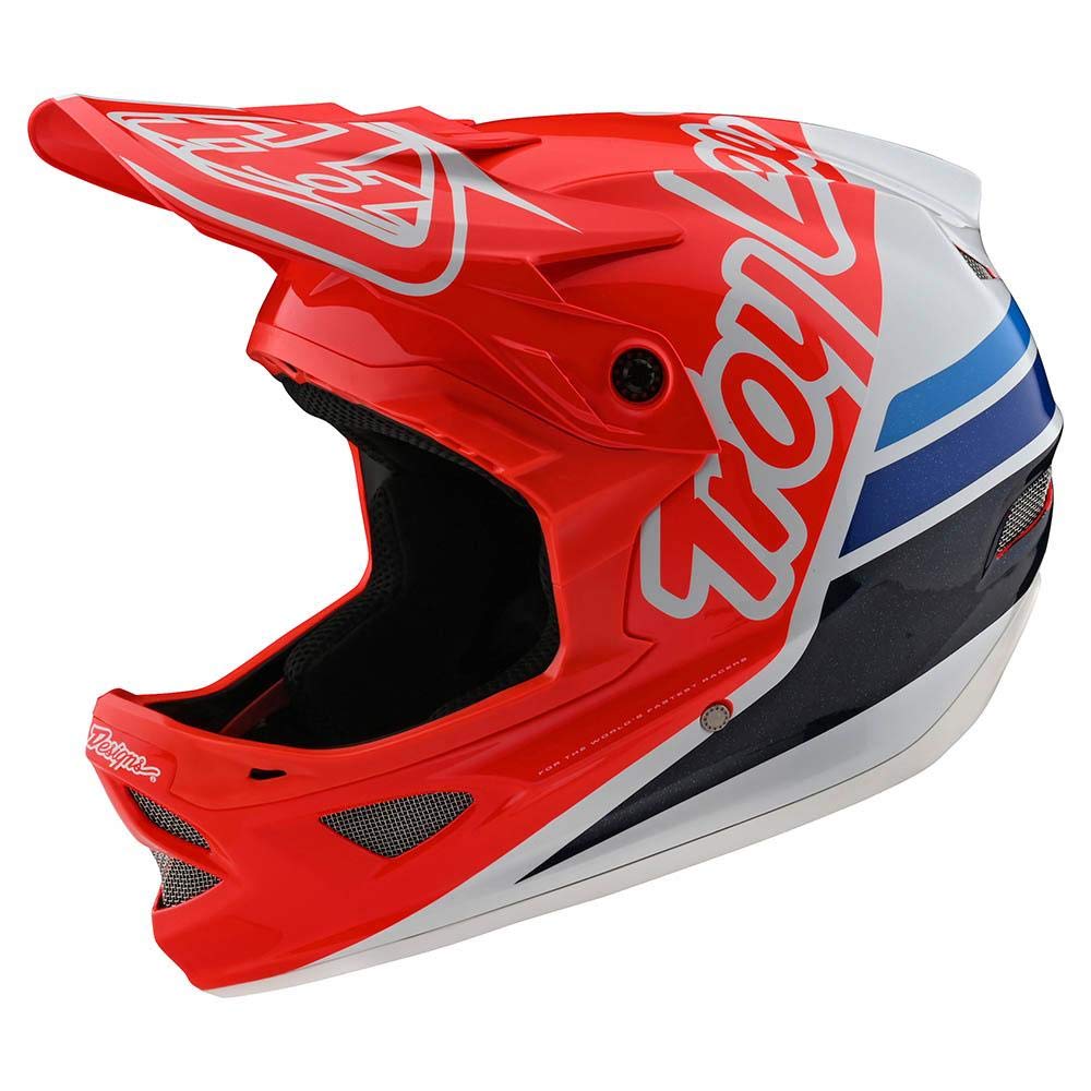 Troy Lee Designs Adult | BMX | Downhill | Mountain Bike D3 Fiberlite Silhouette Helmet (Red/White, M