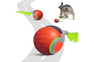 Petrendy Speedy Tail Cat Toy 2.0, Interactive Cat Ball Toy for Bored Indoor Cats, Automatic Moving Pet Play Ball, Two Speed Adjustment with Replacement Tail