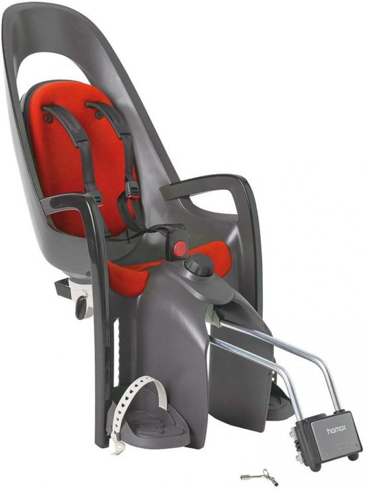 Hamax Caress Fahrrad Kindersitz Höhenverstellbar Abschließbar 9 Monate 22 kg Gepäckträger Rahmen, 55300, Farbe Rot