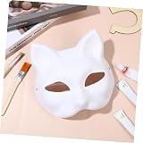 STOBOK 10Pcs White Paper Masks Unpainted Cat Half Blank for DIY Craft Party view 7