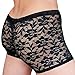 FEESHOW Men's Lace Flower Floral Print Pouch Underwear Boxer Briefs Shorts Black One size